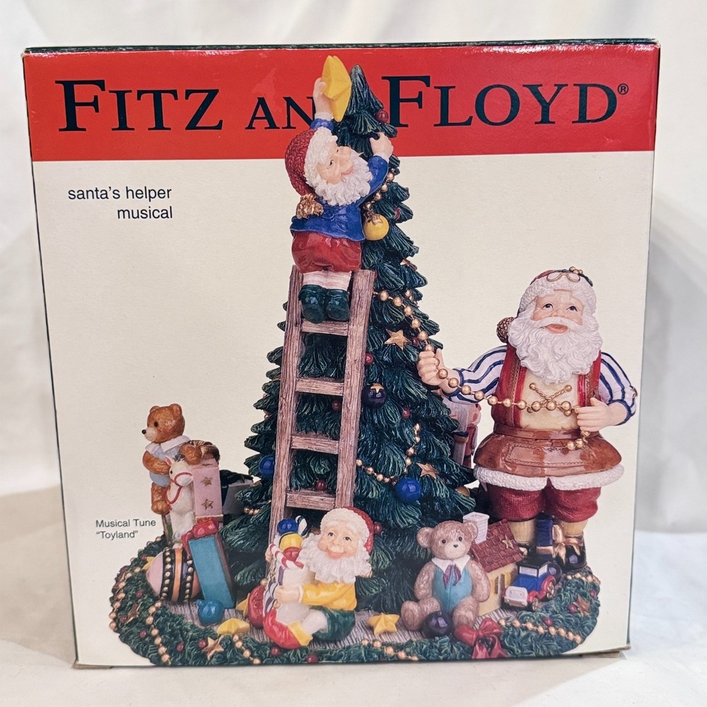 Fitz and Floyd 2003 Santa's Helpers Musical Figurine Toyland Vintage Christmas‎